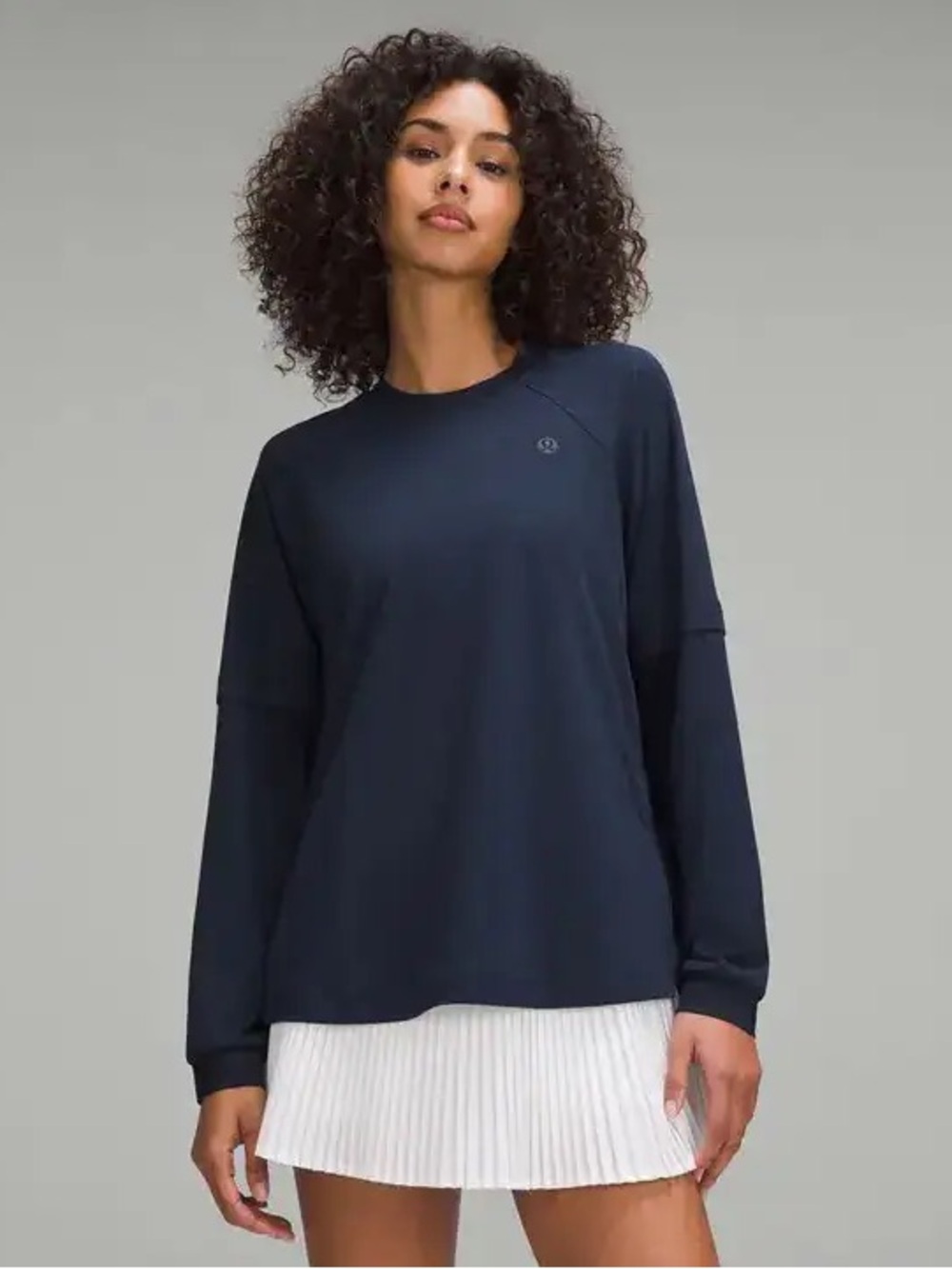 lululemon navy long sleeve layered crew EUC